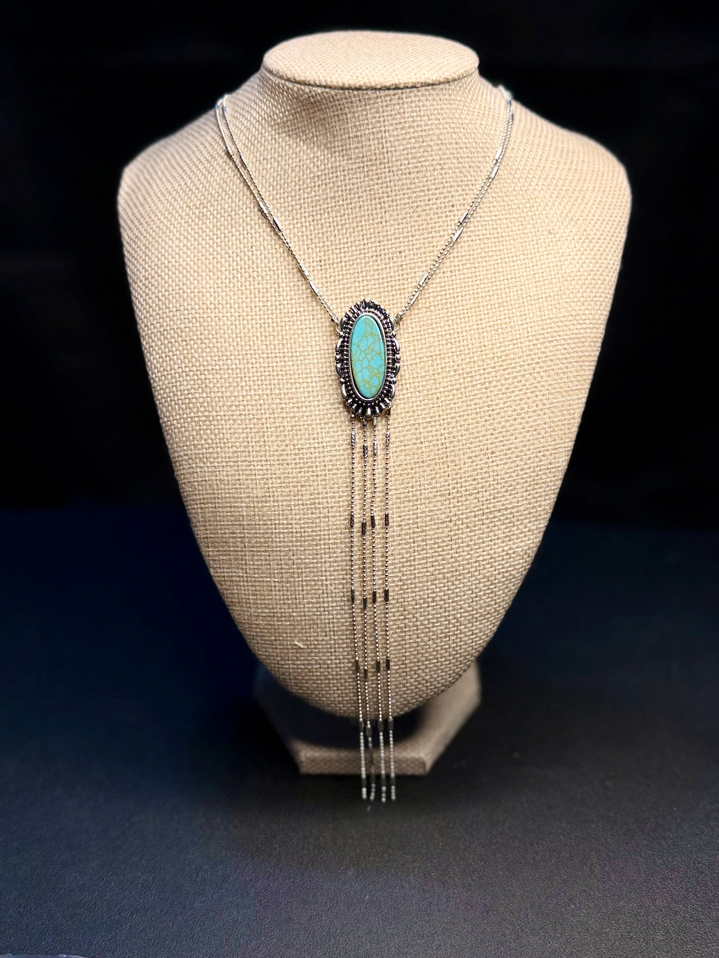 Turquoise Trails Fringe Necklace