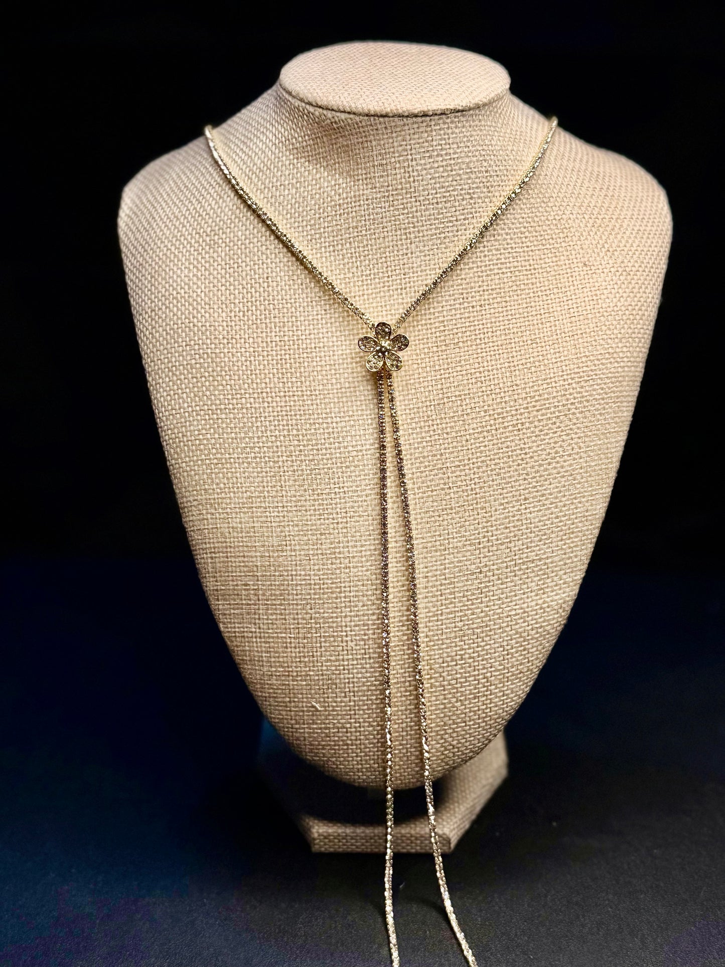 Crystal Cascade Lariat Necklace