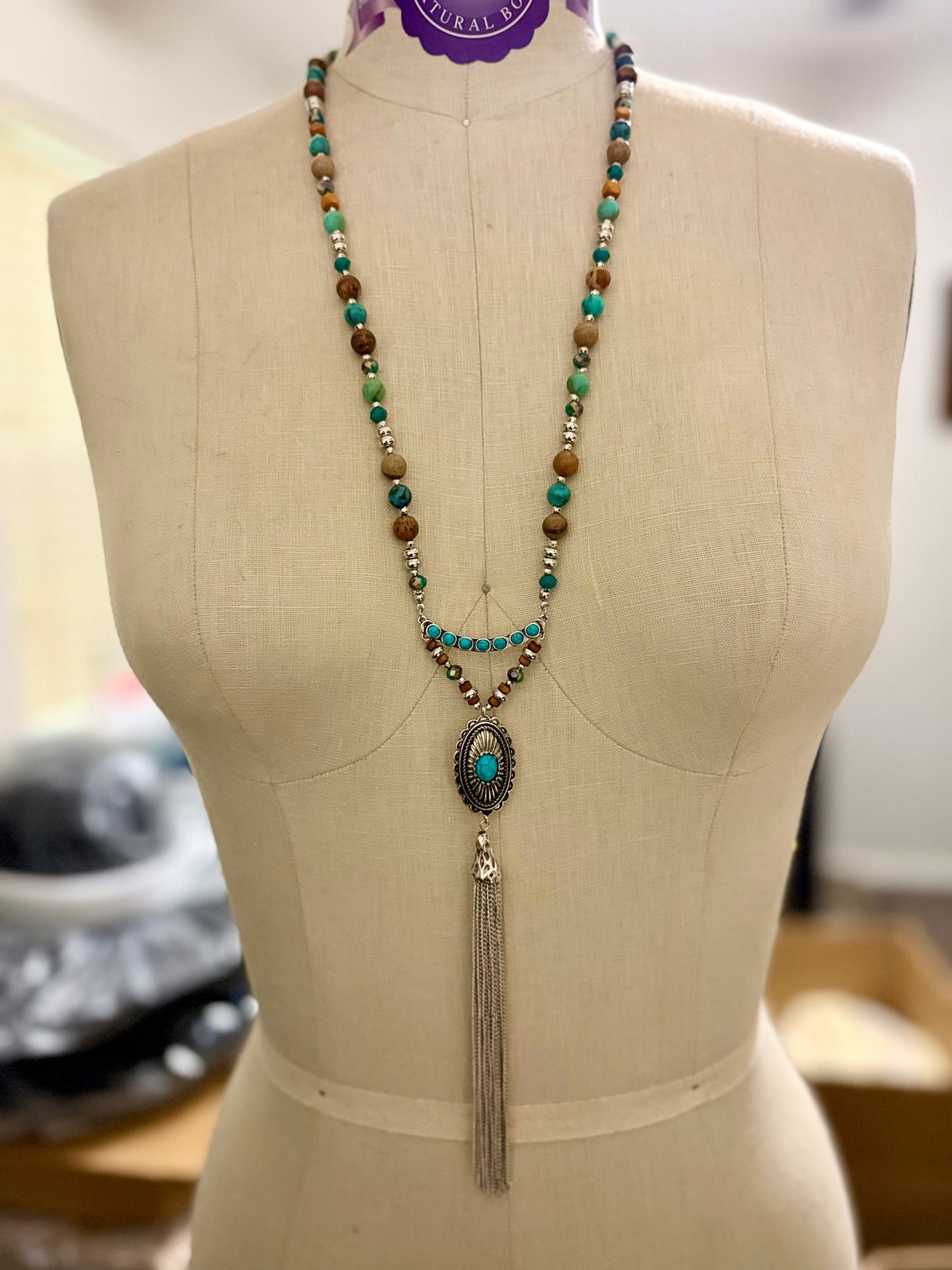 Turquoise Trails Tassel Necklace