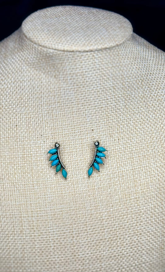 Turquoise Leaf Stud Earrings