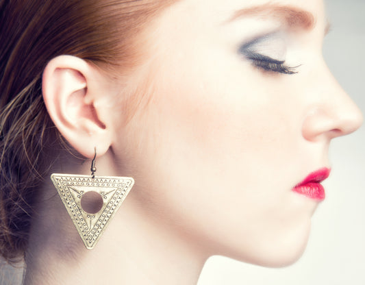 Golden Mesa Triangle Earrings
