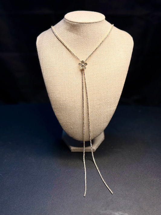 Crystal Cascade Lariat Necklace