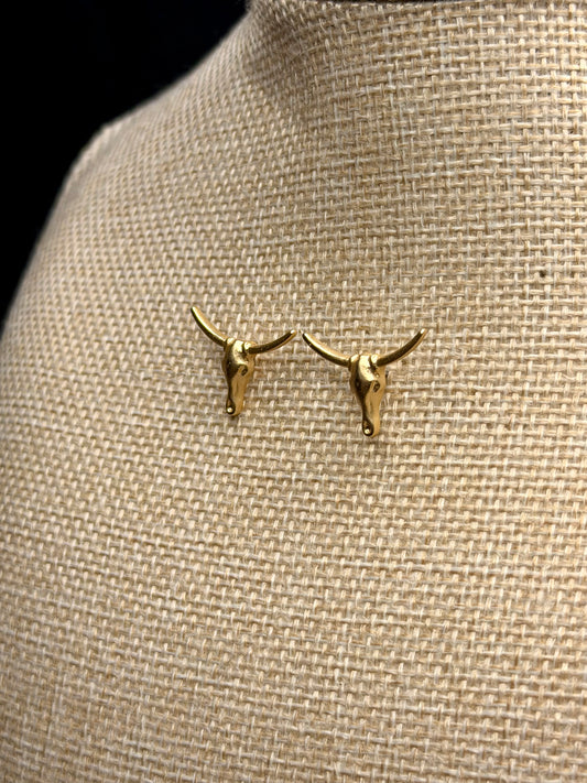 Golden Prairie Longhorn Stud Earrings