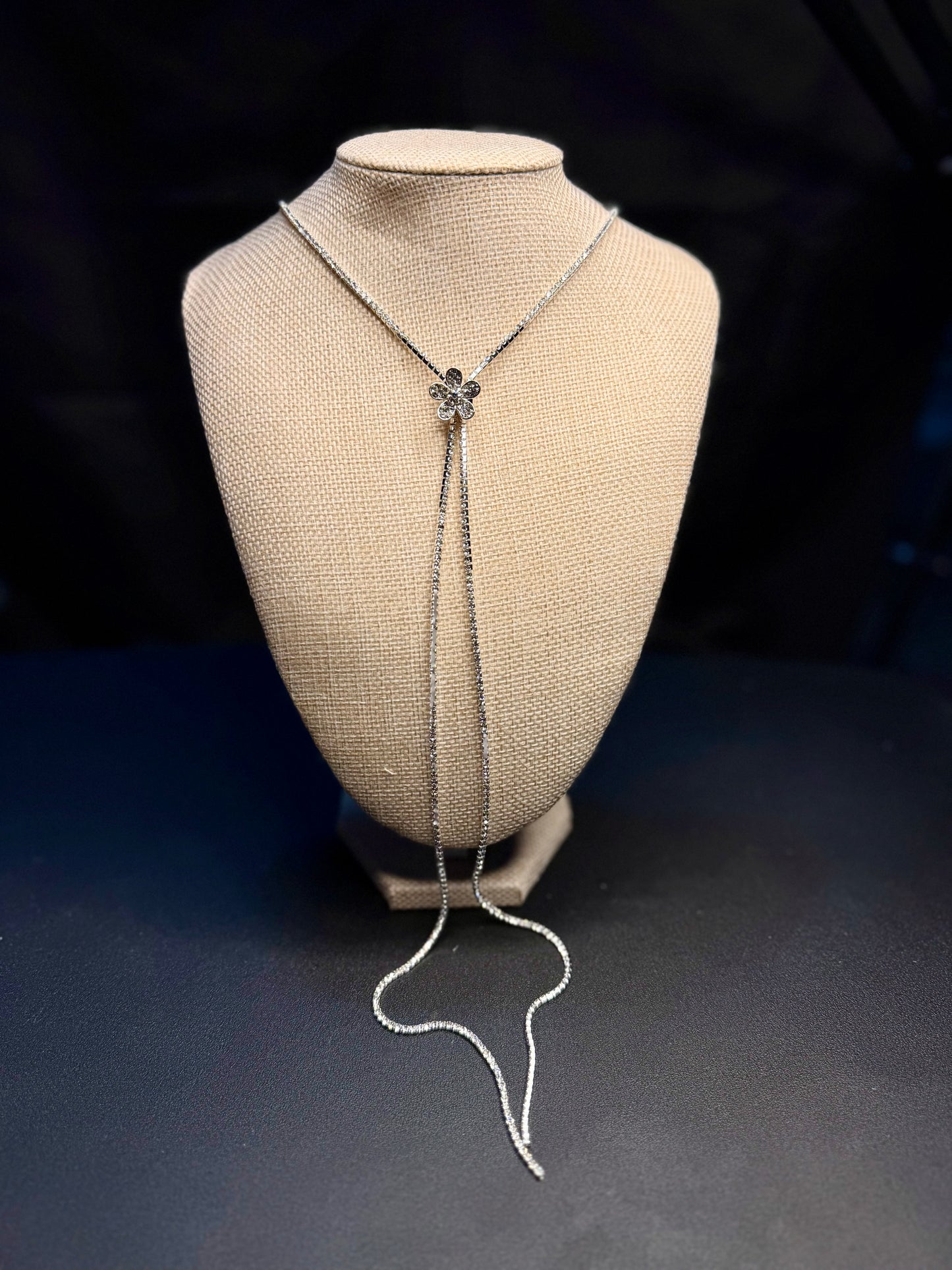 Crystal Cascade Lariat Necklace