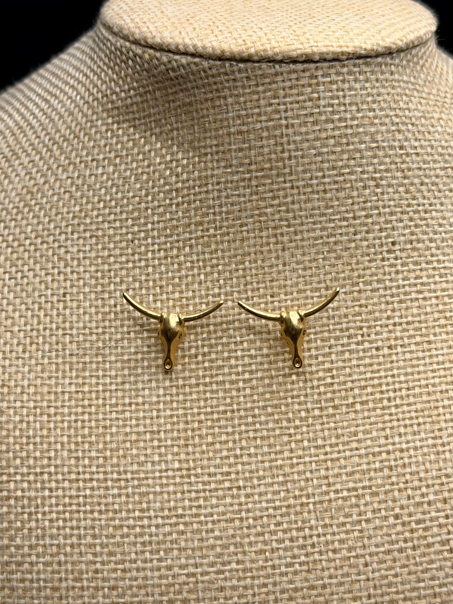 Golden Prairie Longhorn Stud Earrings