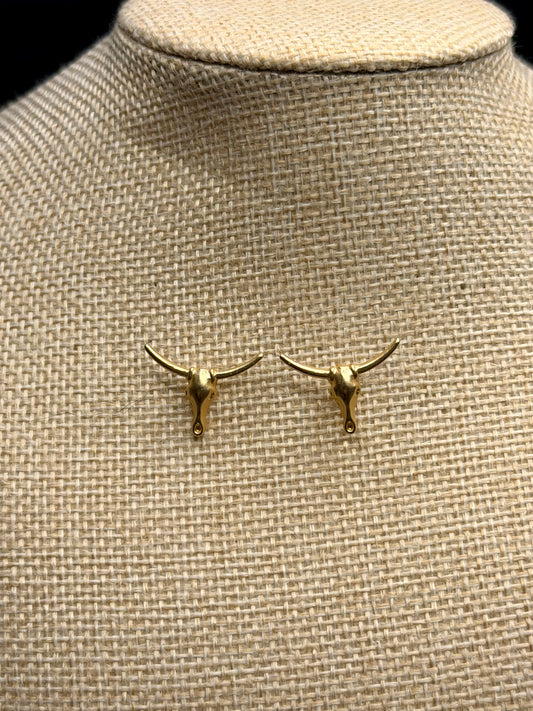Golden Prairie Longhorn Stud Earrings