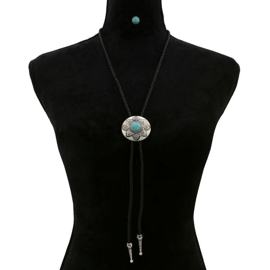 Turquoise Concho Bolo Necklace