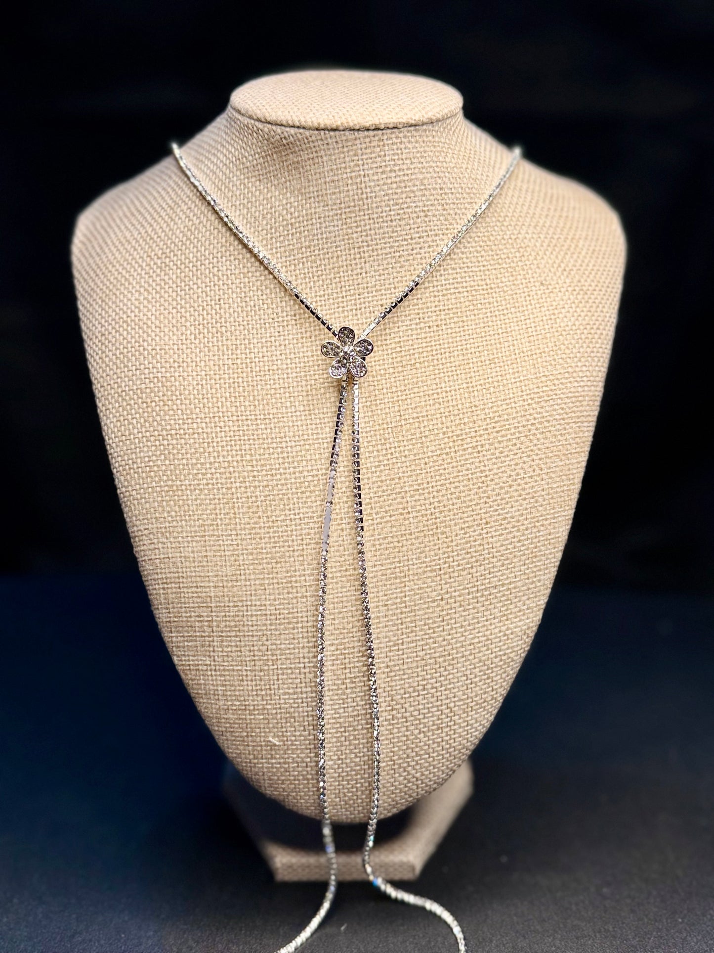 Crystal Cascade Lariat Necklace