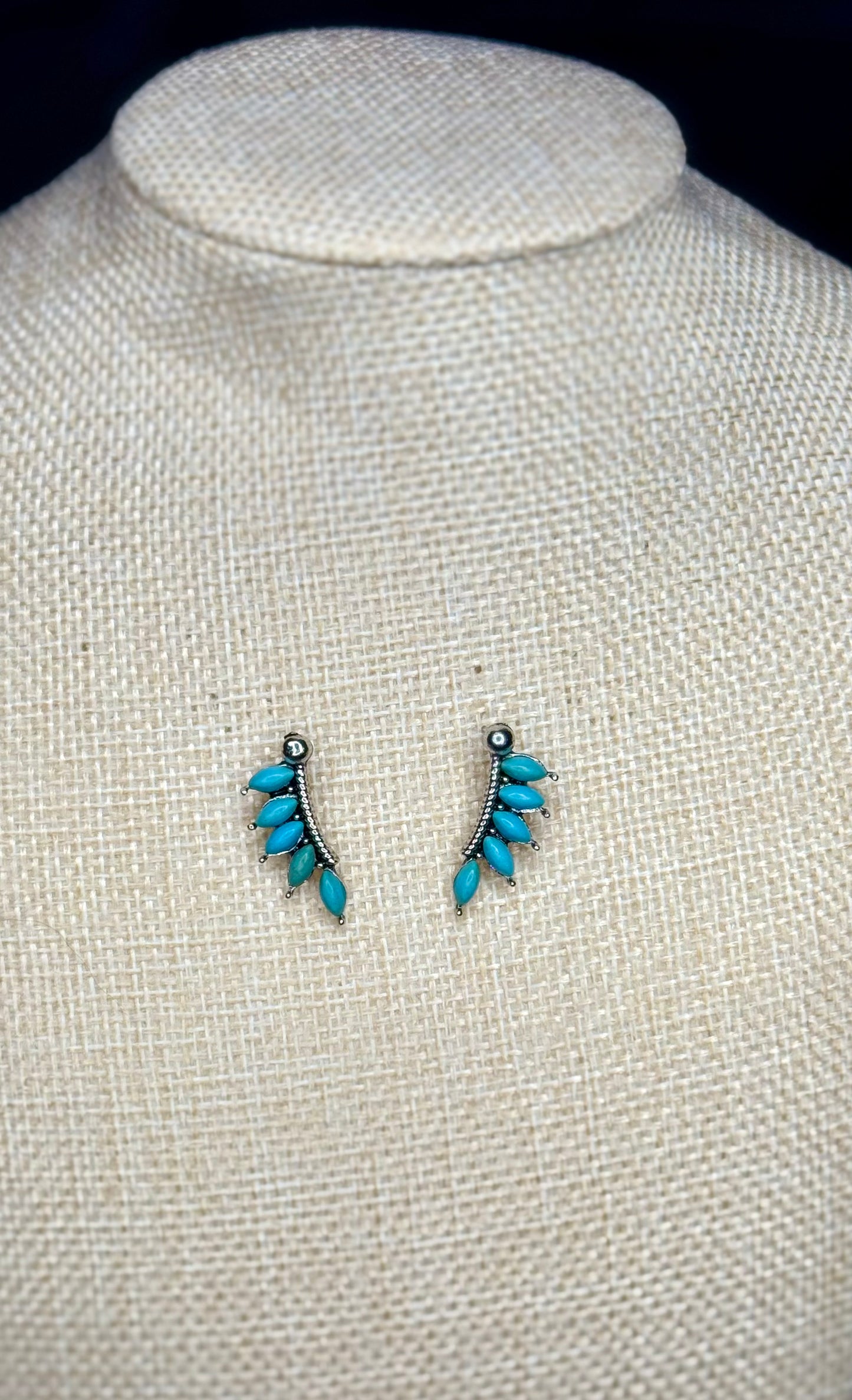 Turquoise Leaf Stud Earrings