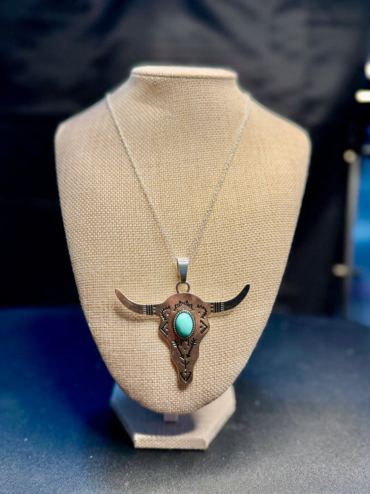 Turquoise Trail Longhorn Necklace