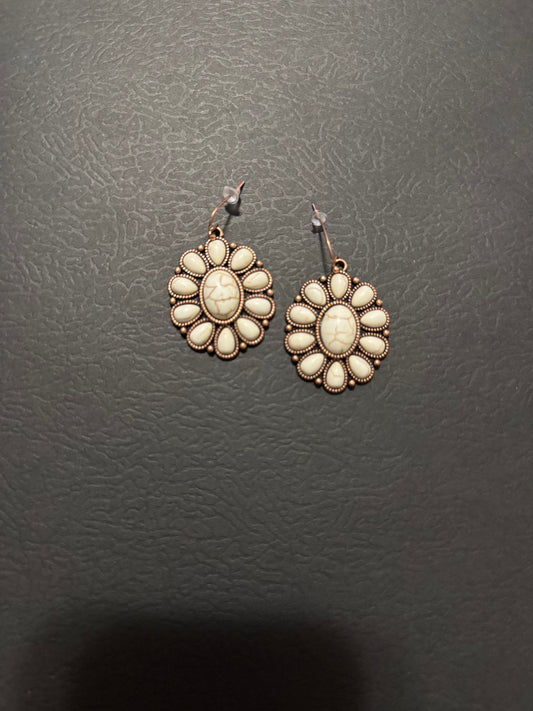 Ivory Blossom Concho Earrings