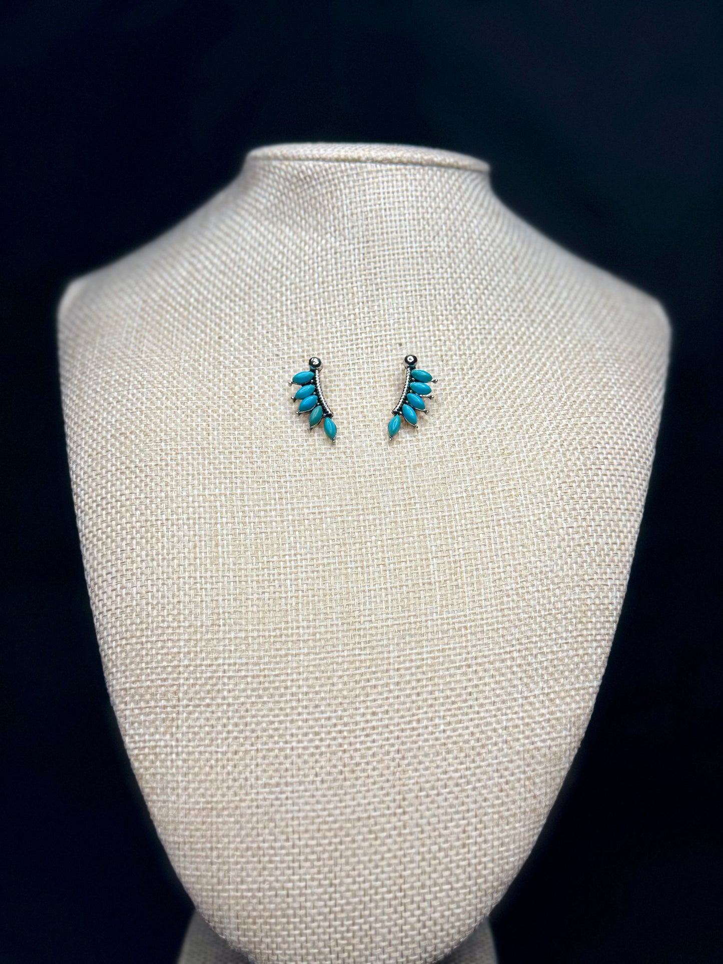 Turquoise Leaf Stud Earrings