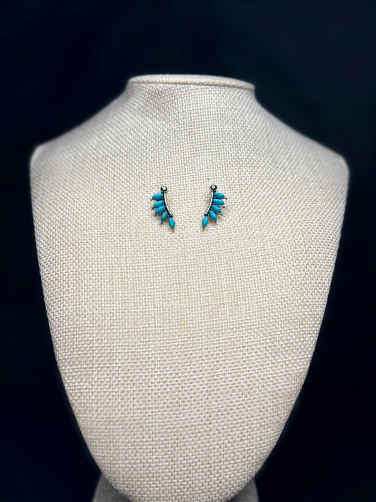 Turquoise Leaf Stud Earrings