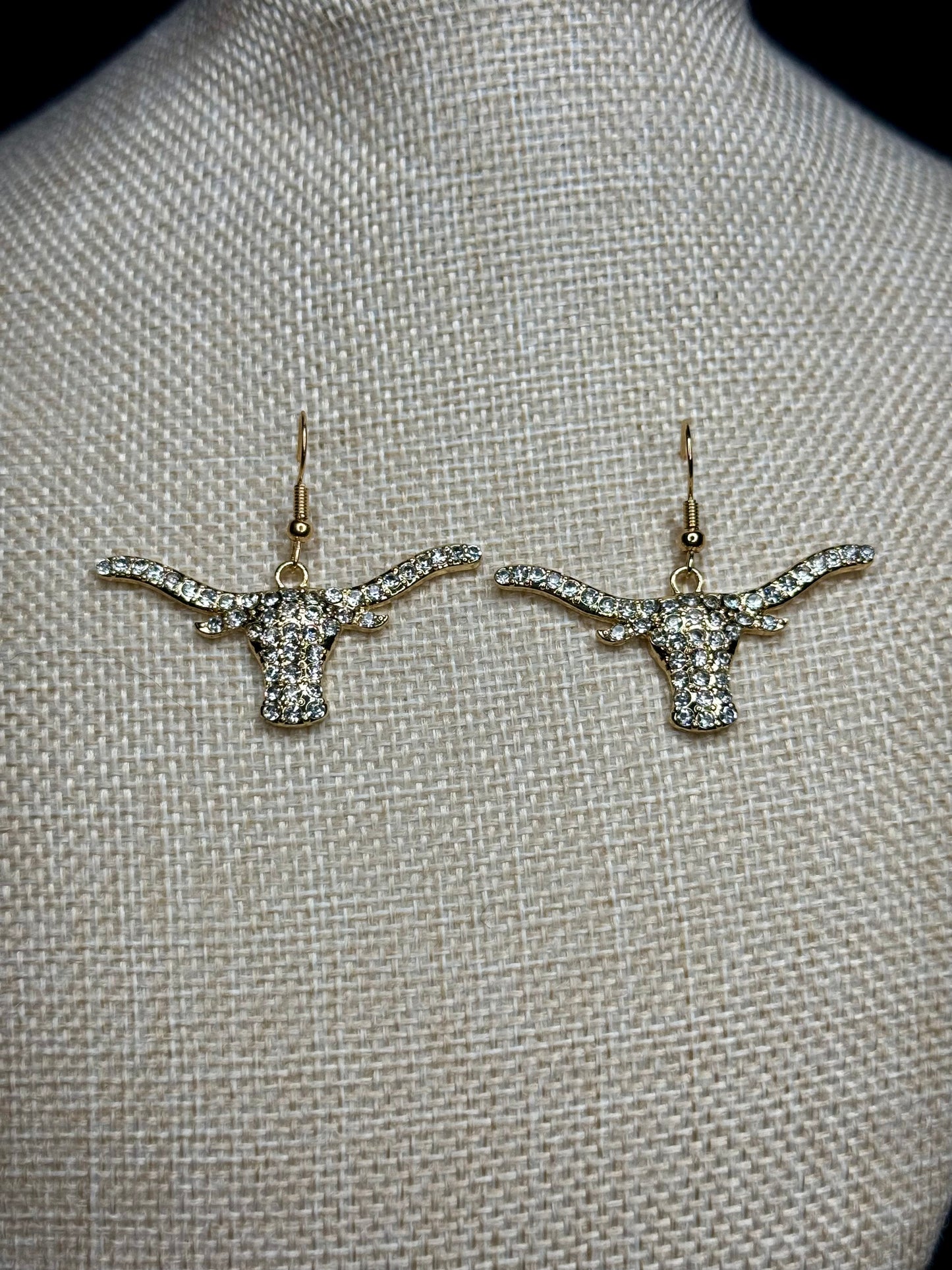 Rhinestone Longhorn Statement Earrings
