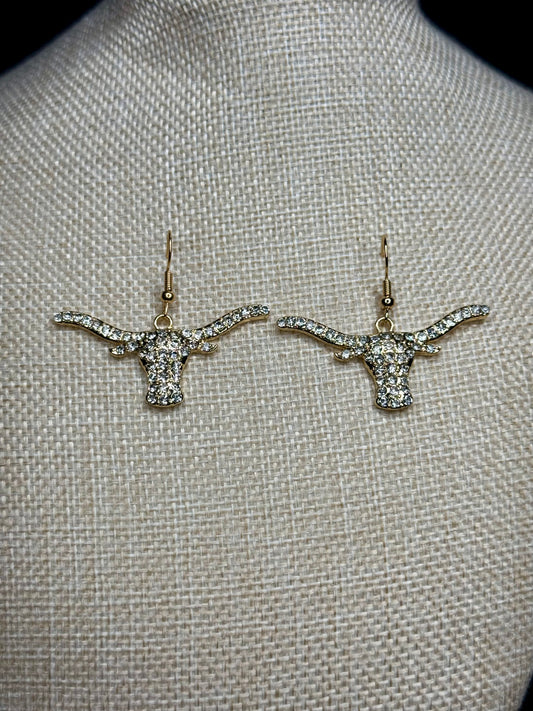 Rhinestone Longhorn Statement Earrings