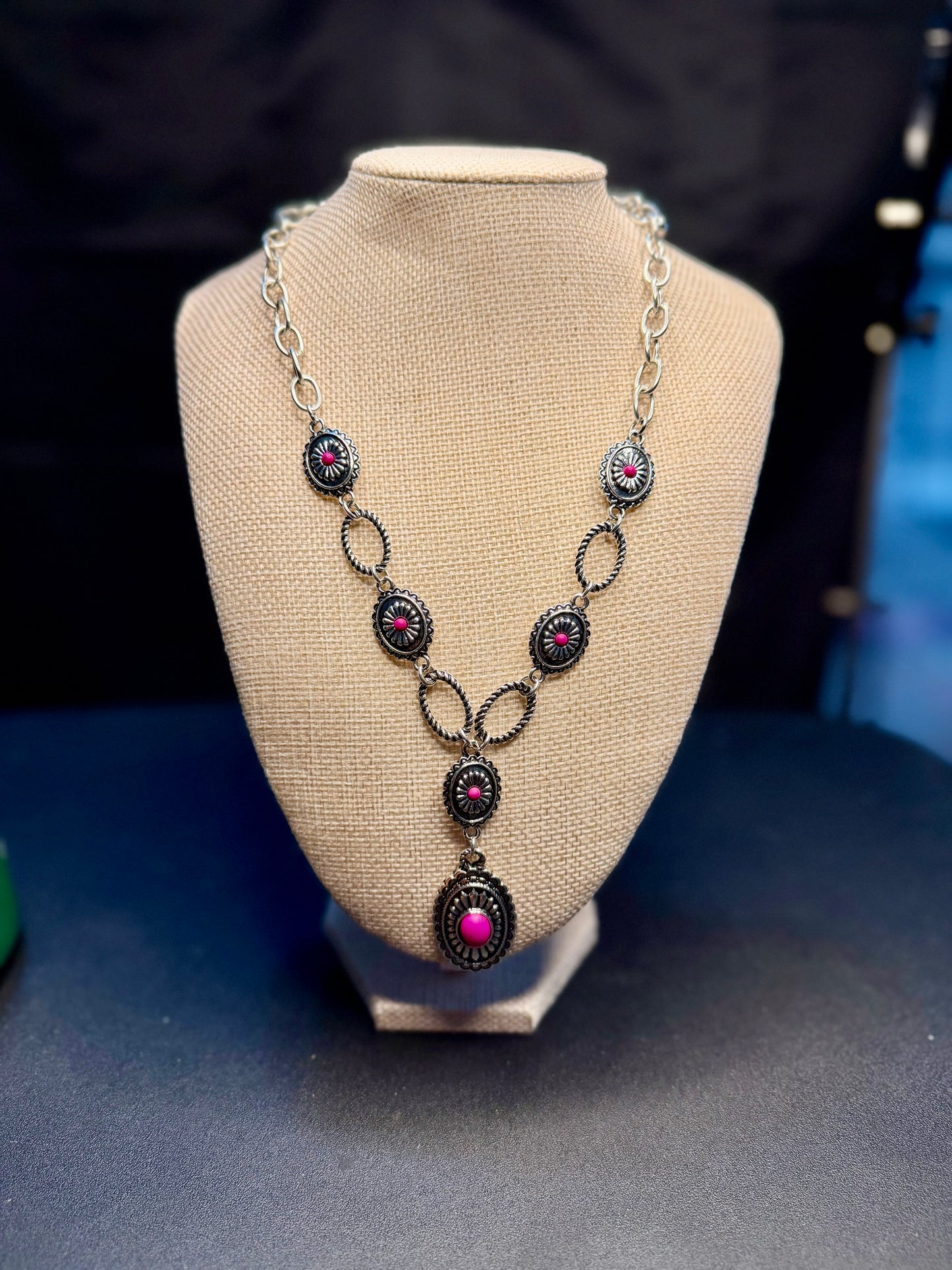 Prairie Pink Concho Necklace