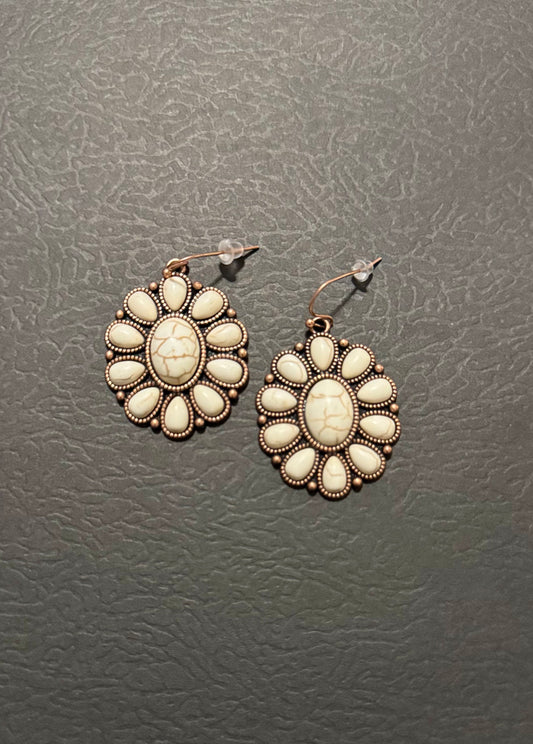 Ivory Blossom Concho Earrings