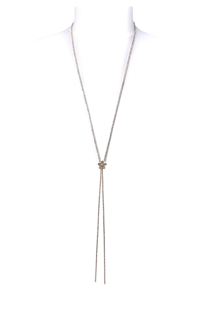 Crystal Cascade Lariat Necklace